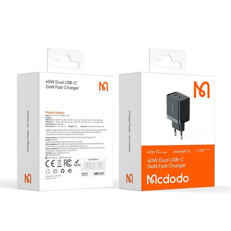 Mcdodo 40W Charger Gan Dual Usb-c